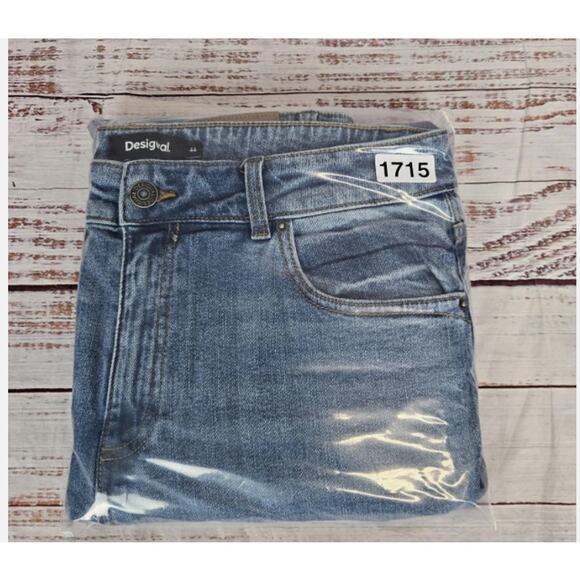 Desigual Women's Wide Leg Jeans US (12) High Waist Crop Med Rinse Preppy Boho - Picture 13 of 13